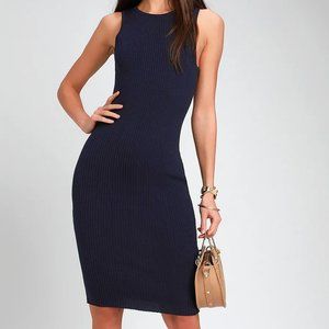 NWT Lulu's Ribbed Back Cutout Bodycon Midi Dress
